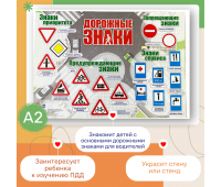 Учебно-методический плакат "Дорожные знаки водителю"